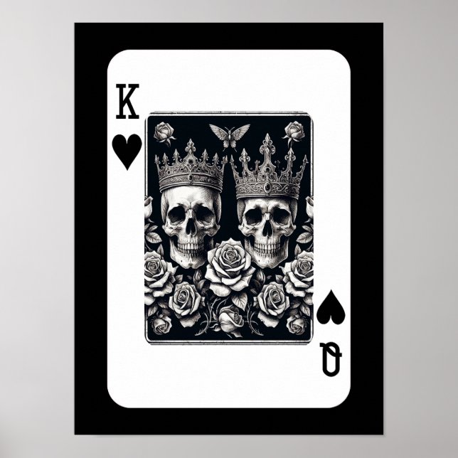 Poster Royal King & Queen of Hearts Skuls & Roses (Devant)