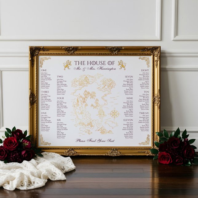 Poster Royal Muse Imaginaire médiéval Vieux Monde Carte M (Royal Muse Medieval Fantasy Old World Map Wedding Poster)