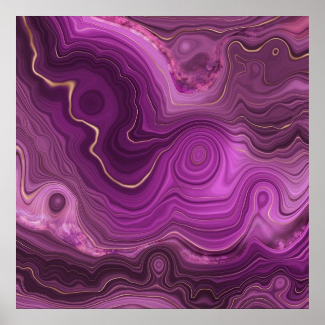 Poster Royal Purple Et Gold Agate Abstrait (Devant)