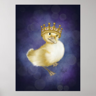 Poster Royal Quackery : Canard jaune avec Couronne or