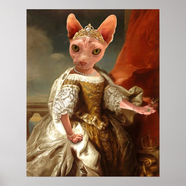 Poster Royal Sphynx Chat Queen Portrait (Devant)
