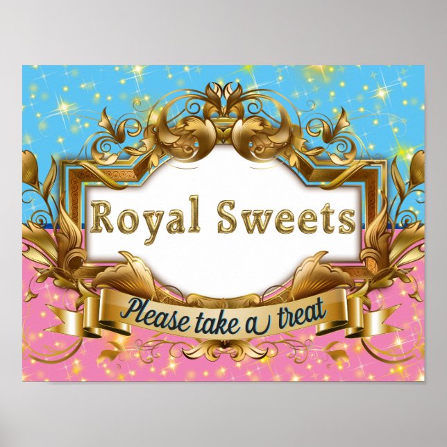 Poster Royal Sweets|Rose & Bleu| Gold Parties scintillant (Devant)