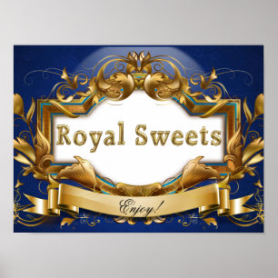 Poster Royal Sweets-Royal Blue and Gold Party Signal