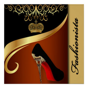 Poster Royality Paris High Heel & Gold Crown Motif
