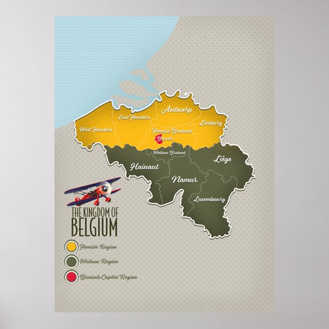 Poster Royaume de Belgique belle carte (Devant)