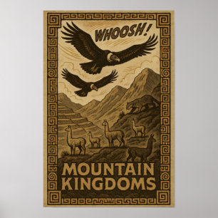 Poster Royaume des Andes - Condors et Llamas Art
