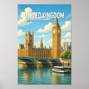Poster Royaume-Uni Illustration Voyage Art Vintage