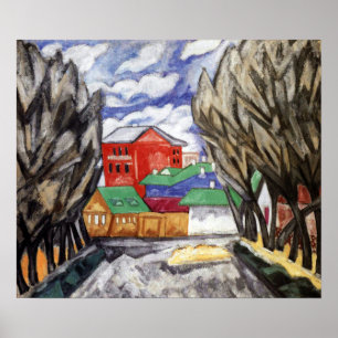 Poster Rozanova - Maison Rouge 1910