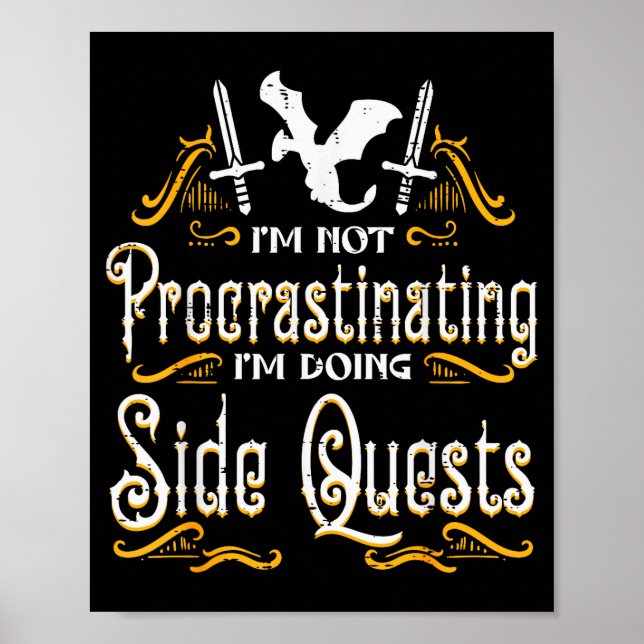 Poster Rpg Gamer Not Procrastinating Side Quest Funny Men (Devant)
