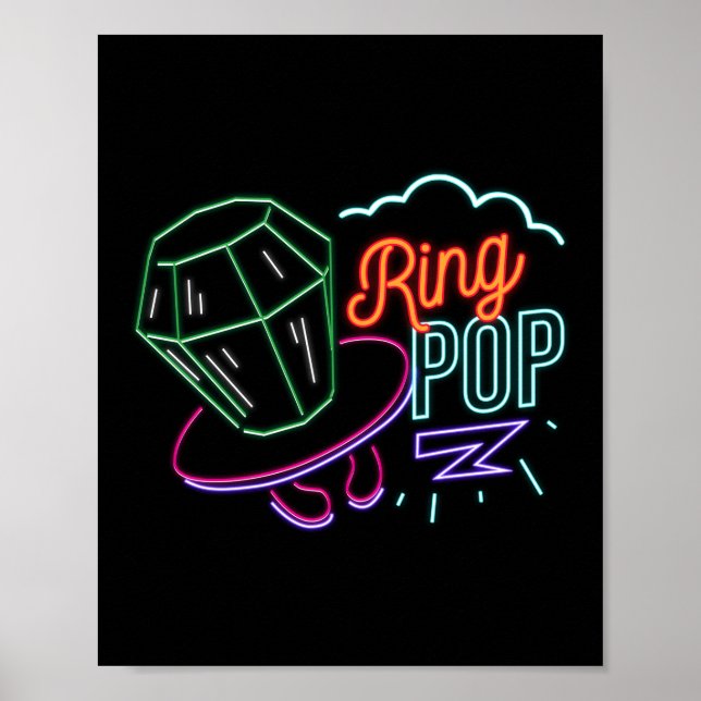 Poster Rtro 80s 90s Neon Ring Pop Candy (Devant)