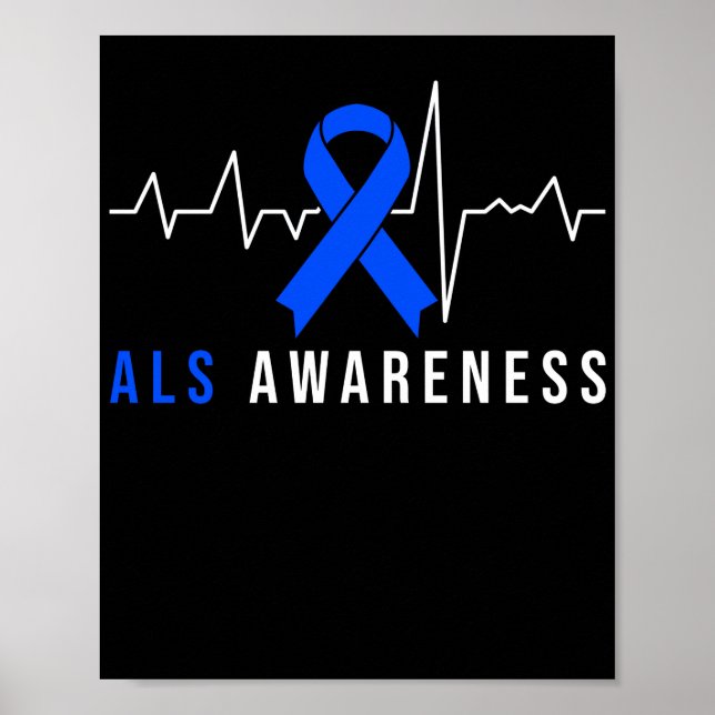 Poster Ruban bleu  Battement de cœur pour la sensibilisat (Devant)