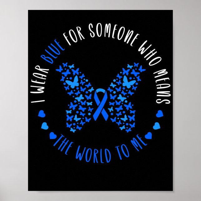 Poster Ruban Bleu Je Porte Bleu Pour Quelqu'Un ALS (Devant)