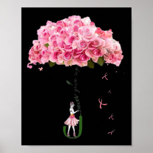 Poster Ruban de fleurs de sensibilisation au cancer du se