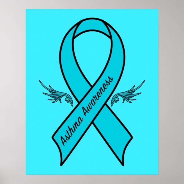 Poster Ruban de sensibilisation à l'asthme avec ailes (Devant)