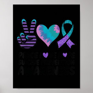 Poster Ruban de sensibilisation Tie Dye Espoir Amour Paix
