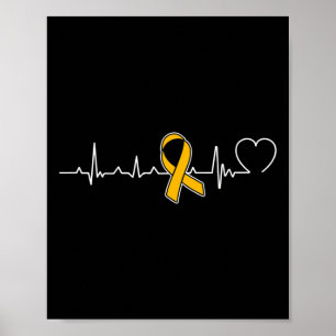 Poster Ruban d'or du battement de cœur Sensibilisation au