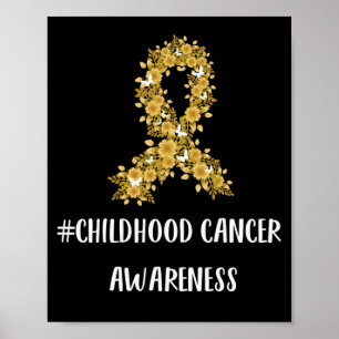 Poster Ruban jaune Fleur Enfance Sensibilisation au cance