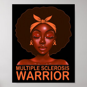 Poster Ruban Ms Sensibilisation Guerrière Noir Afro Femme
