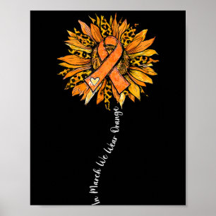 Poster Ruban orange tournesol Sensibilisation à la scléro