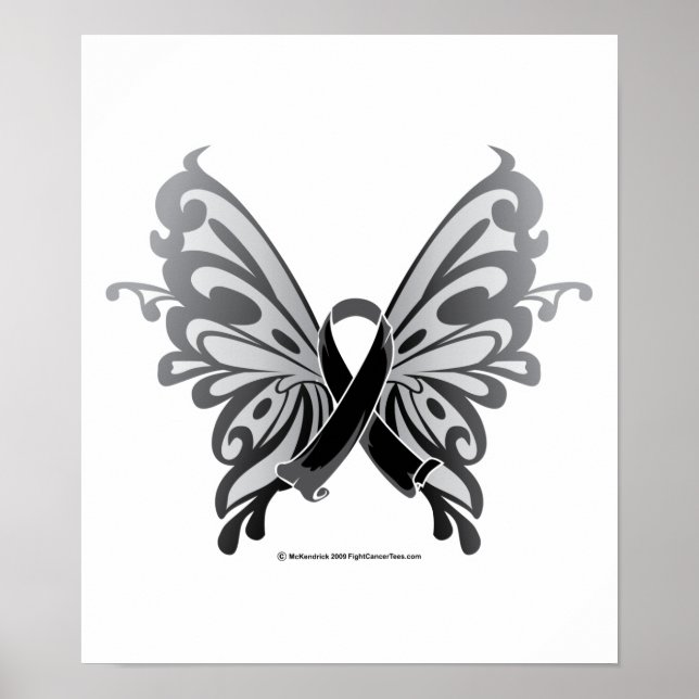 Poster Ruban papillon du cancer de la peau (Devant)