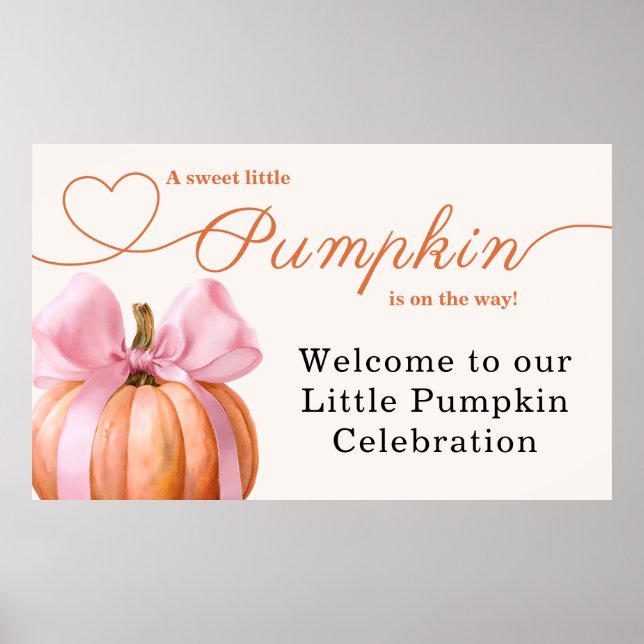 Poster Ruban petit Baby shower Citrouille - Salem romanti (Devant)