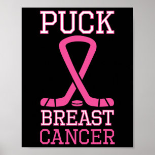 Poster Ruban rose contre le cancer du sein Puck Hockey su