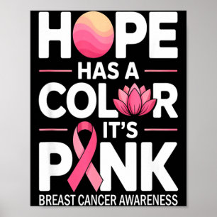 Poster Ruban rose espoir et soutien sein cancer du sein