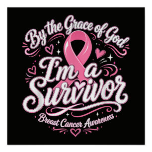Poster Ruban Rose Foi Sensibilisation Cancer du Sein