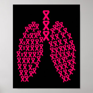 Poster Ruban rose poumon Coeur Lutter contre le cancer du