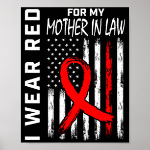 Poster Ruban Rouge Pour La Maladie Cardiaque De Ma Belle-