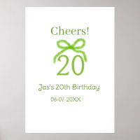 ruban vert 20e anniversaire aquarelle nom gras rét