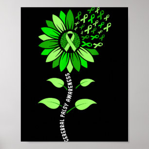 Poster Ruban vert tournesol infirmité motrice cérébrale i