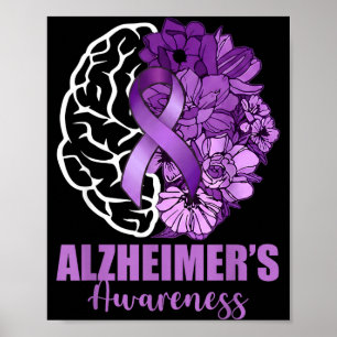 Poster Ruban violet fleur de cerveau pour la sensibilisat