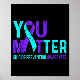 Poster Ruban violet sarcelle de sensibilisation à la prév