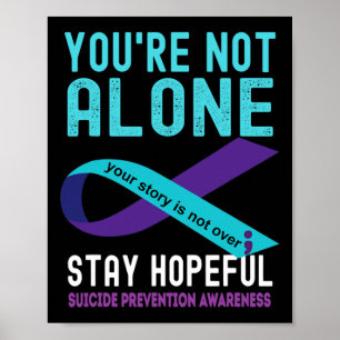 Poster Ruban Violet Sarcelle Soutien Prévention Suicide