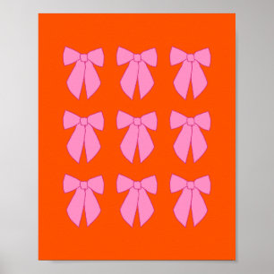 Poster Rubans Coquette Rose Et Orange
