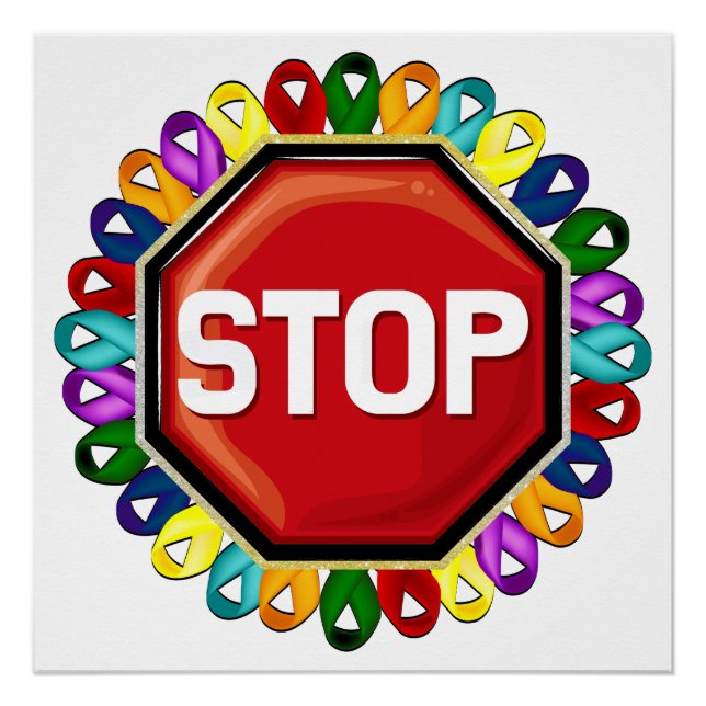 Poster Rubans de sensibilisation au cancer (Devant)