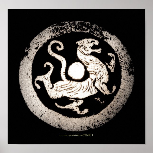 Poster Rubbing de dragon chinois antique (Devant)