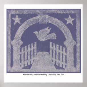 Poster Rubbing de pierre de la porte du ciel - Bleu