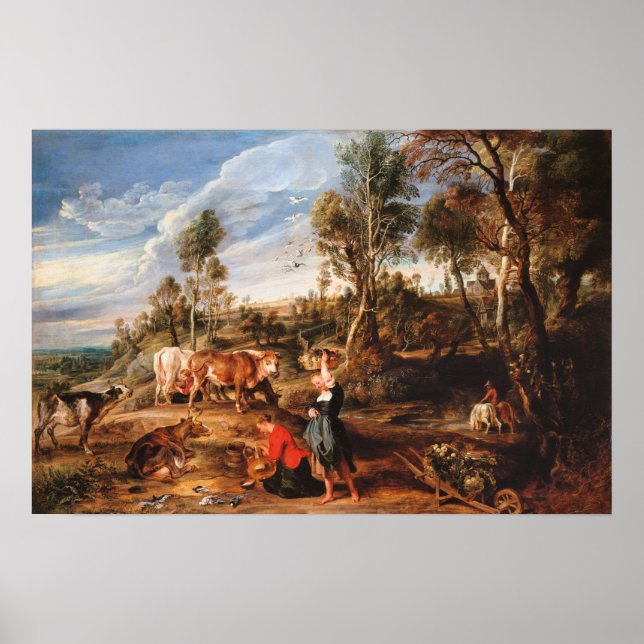 Poster Rubens - Sirènes De Lait Avec Bovins En Paysage, É (Devant)