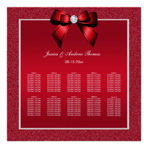 Poster Ruby Red & Stylish Gem Mariage Seating Chart
