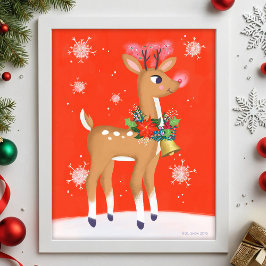 Poster Rudolph Reindeer à nez rouge Imprimer