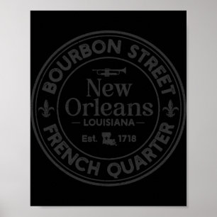 Poster Rue Bourbon Quartier Français Établie en 1718 La N