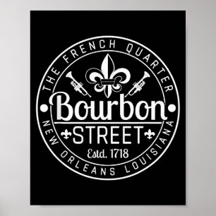 Poster Rue Bourbon Quartier Français La Nouvelle-Orléans