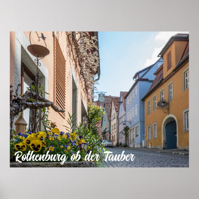 Poster Rue colorée à Rothenburg ob der Tauber (Devant)