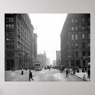 Poster Rue de Griswold, Detroit : 1906