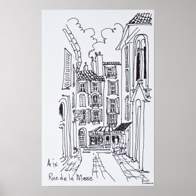 Poster Rue de la Masse | Aix en Provence, France (Devant)