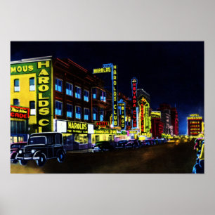 Poster Rue de Reno Nevada la Virginie la nuit