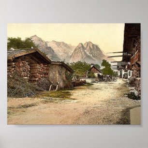 Poster Rue de village, Garmisch, Bavière supérieure,
