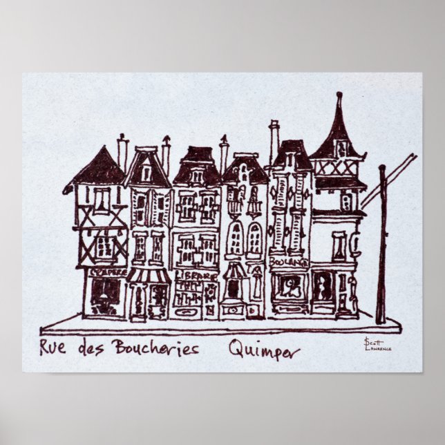 Poster Rue des Boucheries | Bretagne, France (Devant)